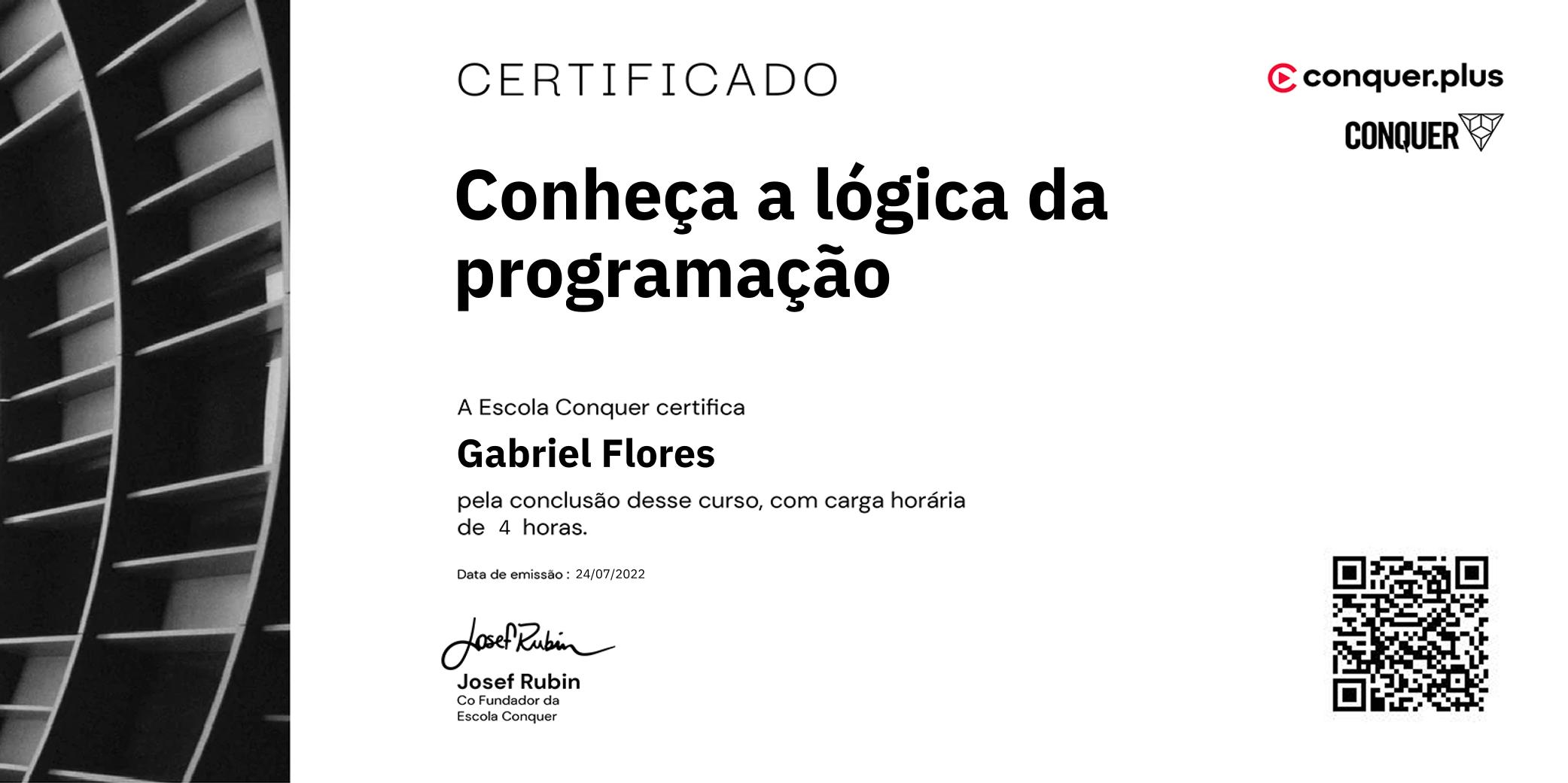 Certificado de Conheça a lógica da programação